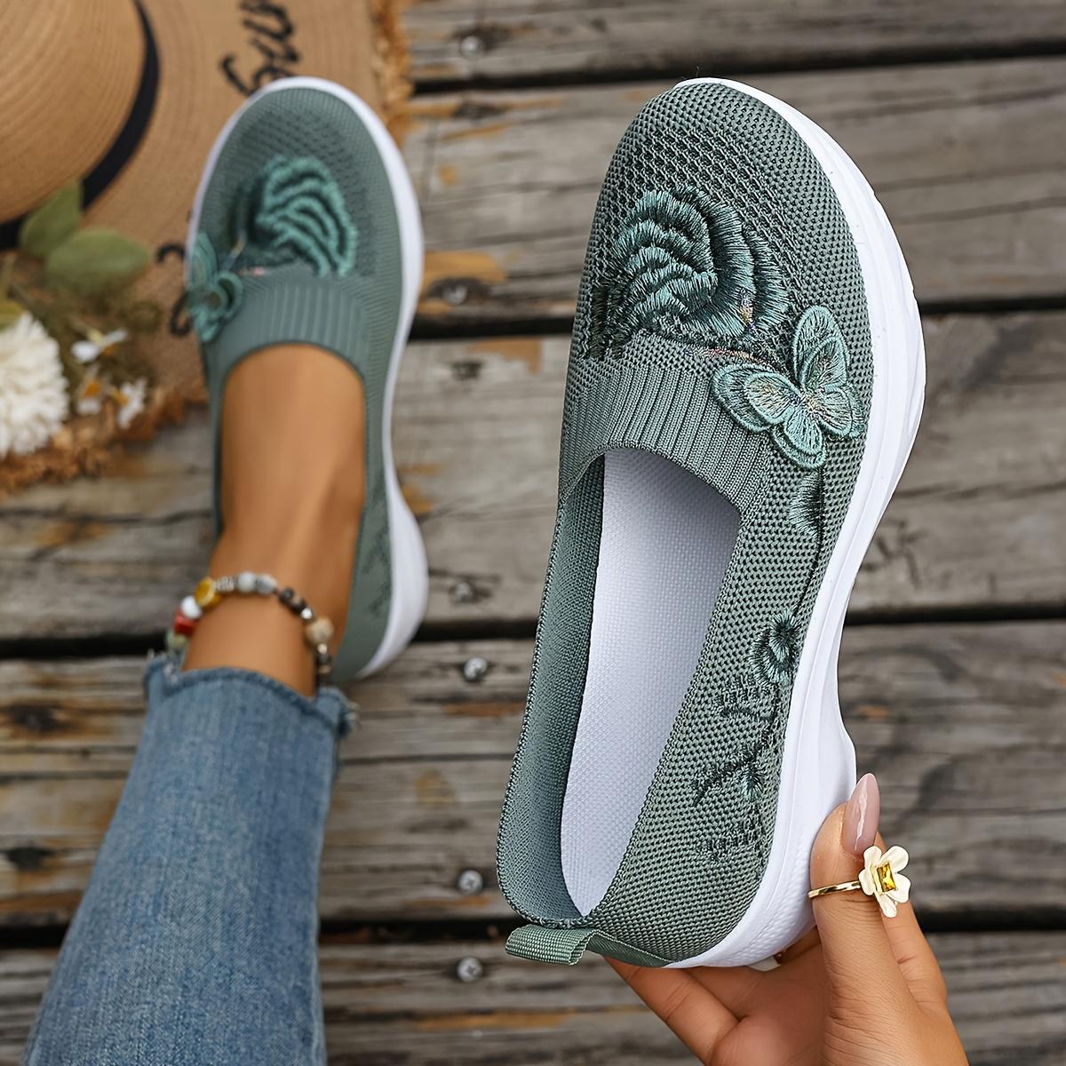 Damen Sommerschuhe - lässige Sportschuhe, einfach und vielseitig, leichte flache Schuhe für alle Jahreszeiten geeignet, einfarbige Damenschuhe 38 dunkelgrüne