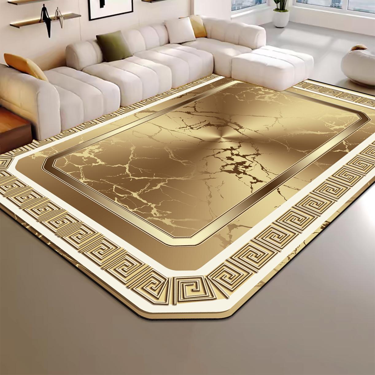 High-End Luxus Wohnzimmer Teppich 200x300cm Große Flächenteppiche Raumdekor Goldene Fußmatten Waschbar Europäische Tatami-Matte Rutschfest 120*160cm