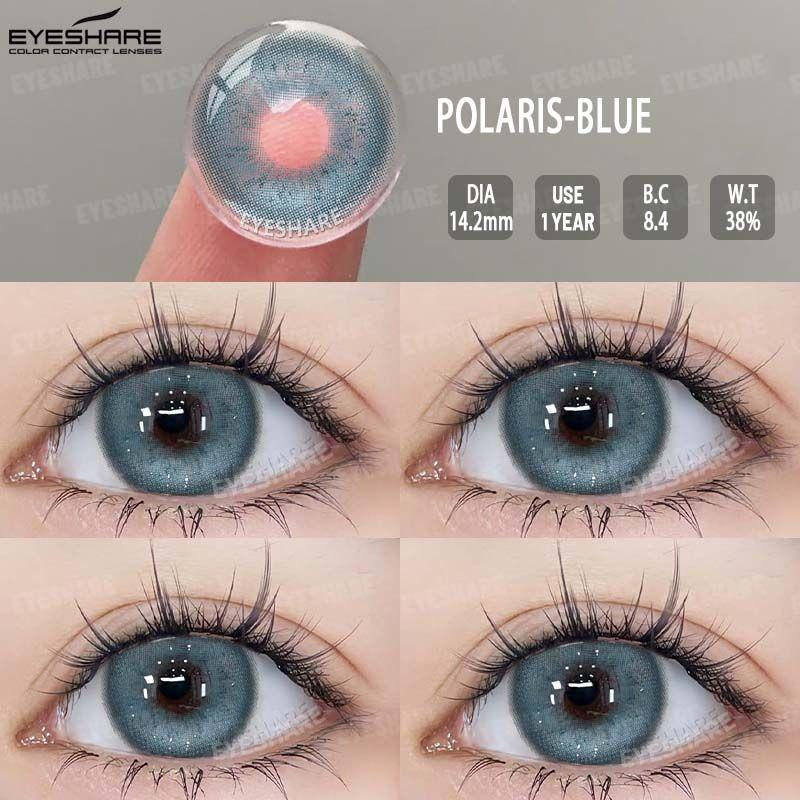 EYESHARE 2 Stück Farbige Kontaktlinsen Natürliche Blaue Linsen Rote Mode-Kontaktlinsen Jahreskontaktlinsen Augen Make-up Kosmetik Farbige Linsen