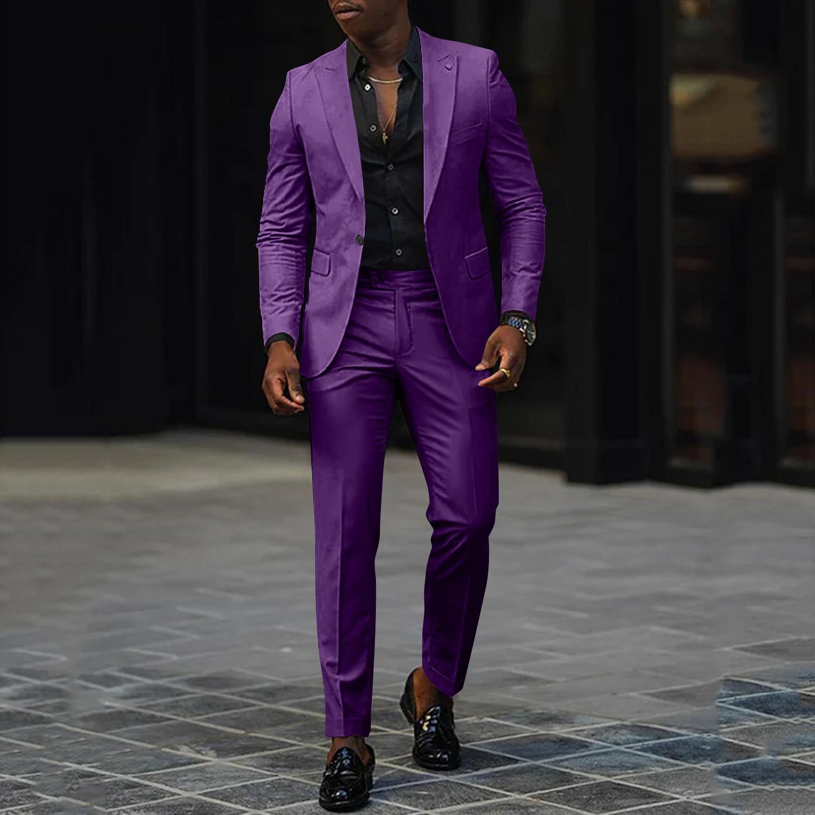 Unisex Winter Einfarbig Anzug Jacken Unisex Casual Fashion Button Jacken L violett