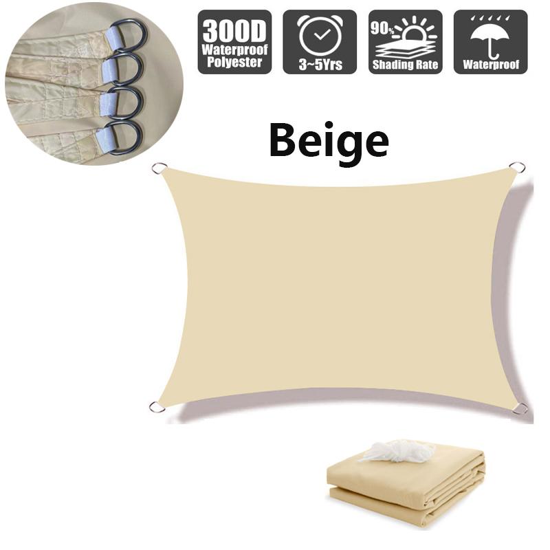 Wasserdichter großer Sonnenschutz Sonnenschutz Schutz Outdoor Baldachin Garten Terrasse Pool Sonnensegel Markise Camping Schatten 200x200cm beige
