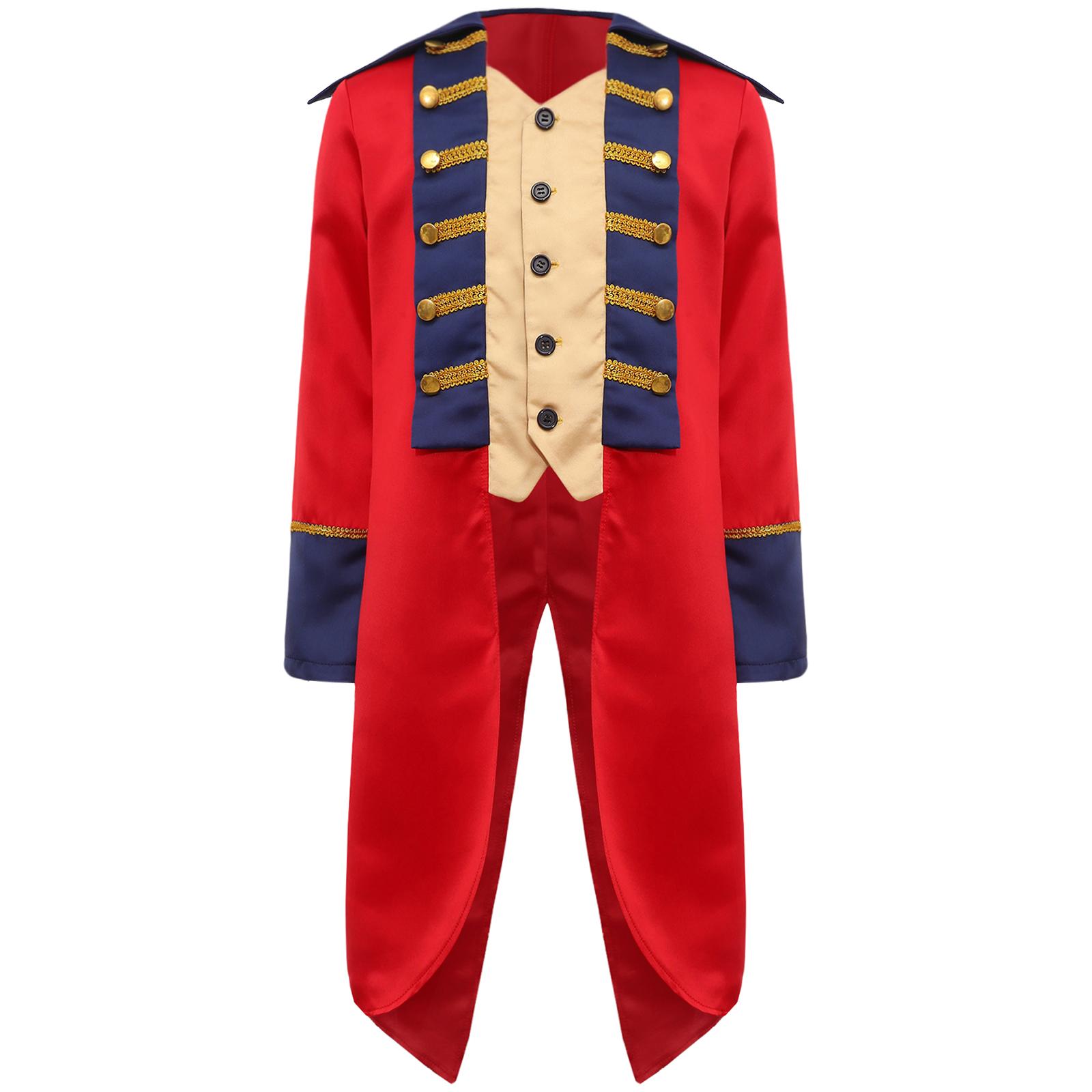 Jungen Kolonialkostüm Britischer Rotrock Frack Revolutionskrieg Uniform Historisches Cosplay Militärjacke 7-8 Years rot