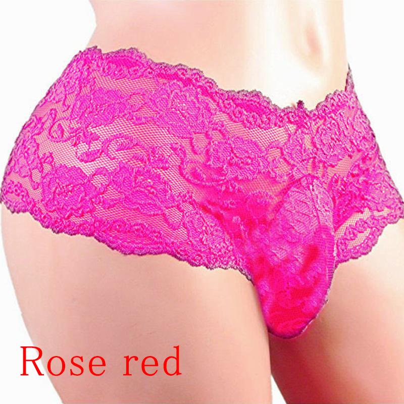 1Pc Atmungsaktive Unterwäsche Sexy Höschen Männlichen Suspensorium Briefs G-String Thongs männer Unterwäsche 3XL rose rot