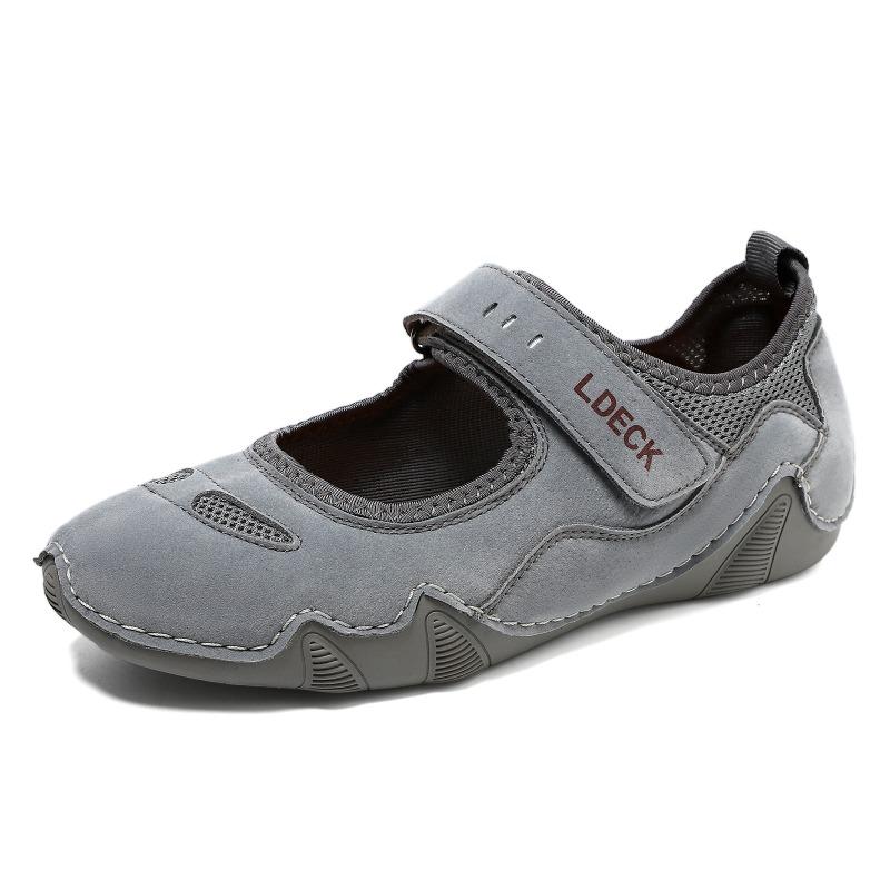 Große Damenschuhe, Freizeitschuhe für draußen, Sommerschuhe, Sportschuhe, Einzelschuhe mit Klettverschluss 41 grau