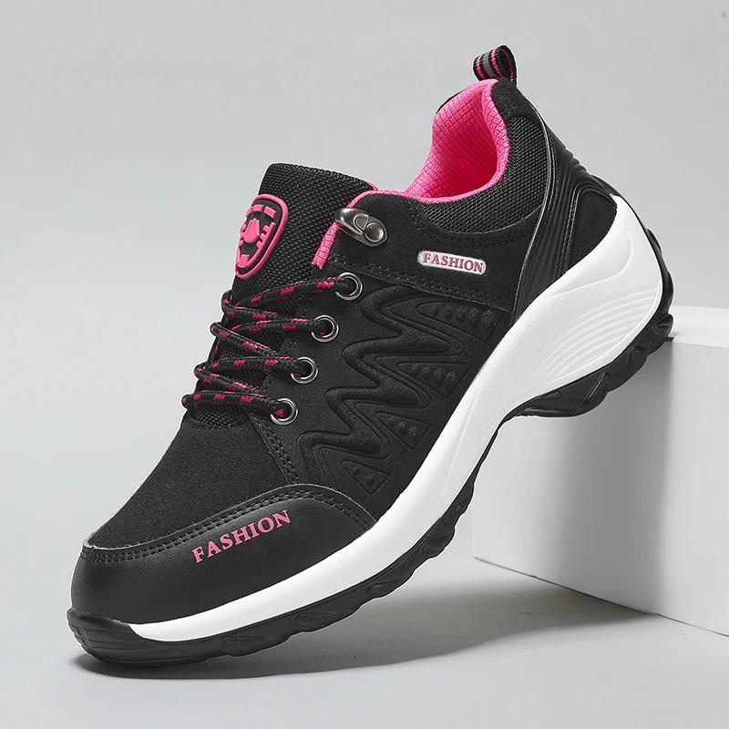 Neue Mode frauen Bergsteigen Weiche Sohlen Komfortable Tennis Running Outdoor Lace Up Licht Casual Wandern Schuhe Tennis Weibliche 40 schwarz