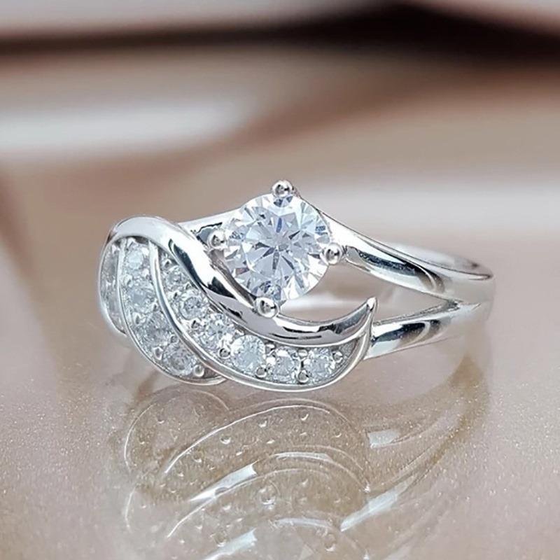 Klassische Mode Frauen Ringe Metall Gold Farbe Weiß Zirkon Ring Für Frauen Romantische Braut Mädchen Vorschlag Ring Hochzeit Schmuck Geschenk 9