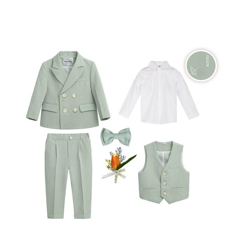 Jungen Blazer Anzug Blume Kinder Performance Kleidung Schule Kostüm Kinder Jubiläum Baby Geburtstag Party Anzug 90cm grün