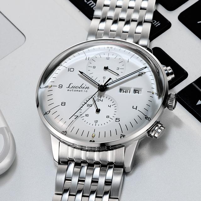 Luobin Automatische Mechanische Uhr Männer Top Luxus Marke Kleid Uhren 42mm Edelstahl Kalender Leuchtende Armbanduhr Herren