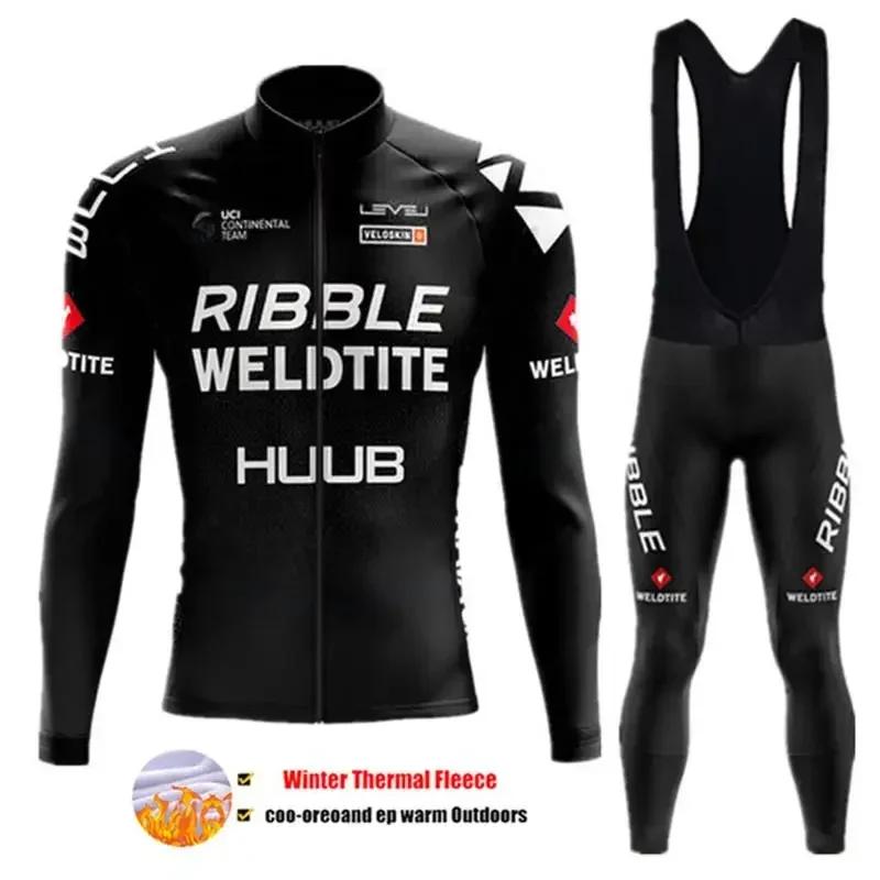 2024 Team Winter Thermo-Fleece-Fahrradbekleidung Herren Jersey-Anzug Outdoor Warme Reitfahrradkleidung MTB Lange Trägerhose Set XS