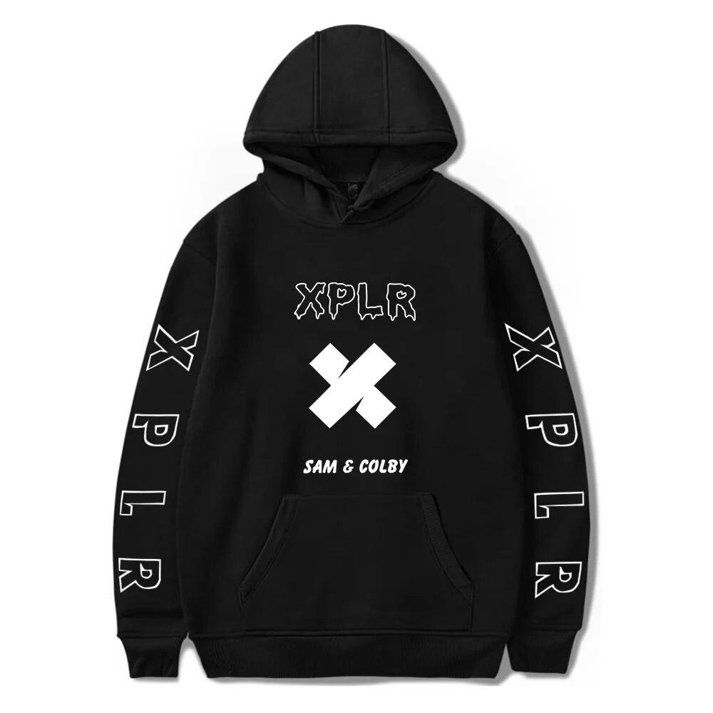 XPLR Hoodie Bedruckter Sam And Colby Hoodies Sweatshirts Herren Damen Hoodie Casual Sweatshirt Sam And Colby Pullover Fleece Hoodie XXXL schwarz