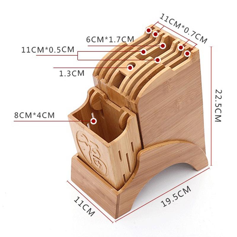 Holz Küche Messer Halter Bambus Schere Essstäbchen Gadget Lagerung Regal Rack Messer Block Ständer Organizer Zubehör brown