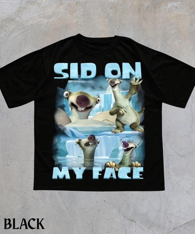 Sid Auf Meinem Gesicht Meme T-Shirt, Lustiges Ice Age Shirt, Freches Meme Grafik-T-Shirt, Verfluchtes Meme Shirt, Sarkastisches Beleidigendes Humor-Shirt L gray