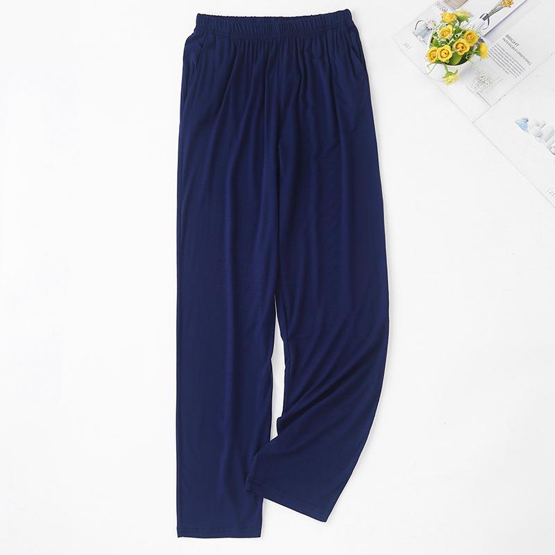2021 neue Herren Damen Modal Schlafhose Pyjama Sommer Freizeithose Hose Weiche Hochflexible Hose mit geradem Bein Homewear Schlaf-Pyjama-Hose L dunkelblau