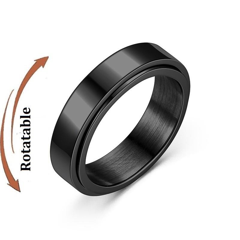 Anti Stress Angst Fidget Spinner Partnerringe Drehen sich frei Schmuck für Männer Frauen Edelstahl Knöchelring Hochzeit Bague 10 black
