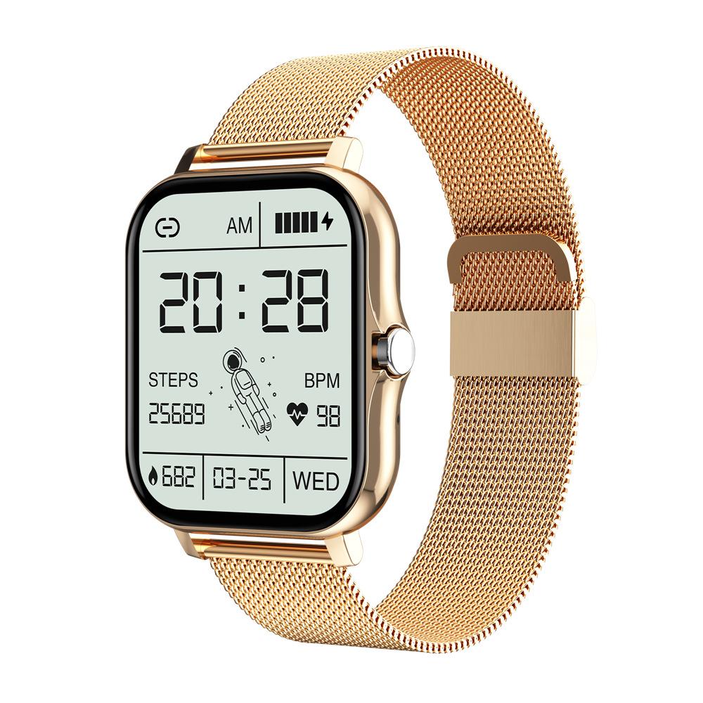 2025 Neue Smartwatch 1,69  Farbbildschirm Voll-Touch Fitness-Tracker Bluetooth-Anruf Smartuhr Damen-Smartwatch Herren Damen Steel gold