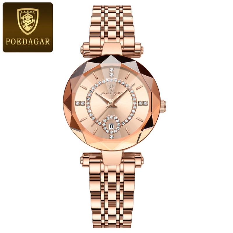 Neue Uhr für Damen, Luxus-Schmuck-Design, Roségold, Stahl, Quarz-Armbanduhren, wasserdicht, modische Damenuhren rose gold