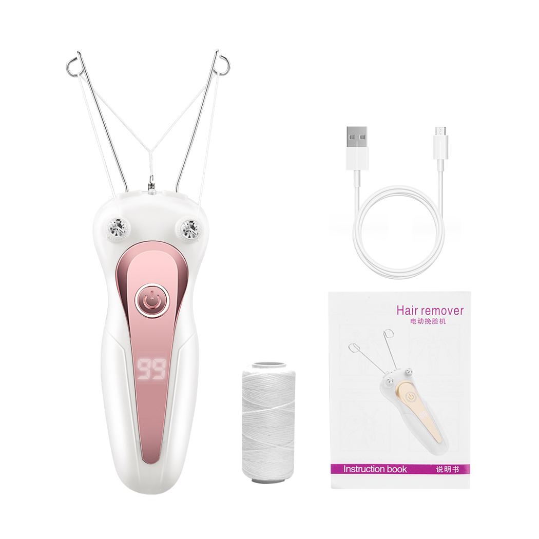 Elektrischer Körperhaarentferner für Damen, Baumwollfaden, Bein-/Armrasierer, Rasierer, Lady Beauty Neck, wiederaufladbarer Haar-Epilierer rosa