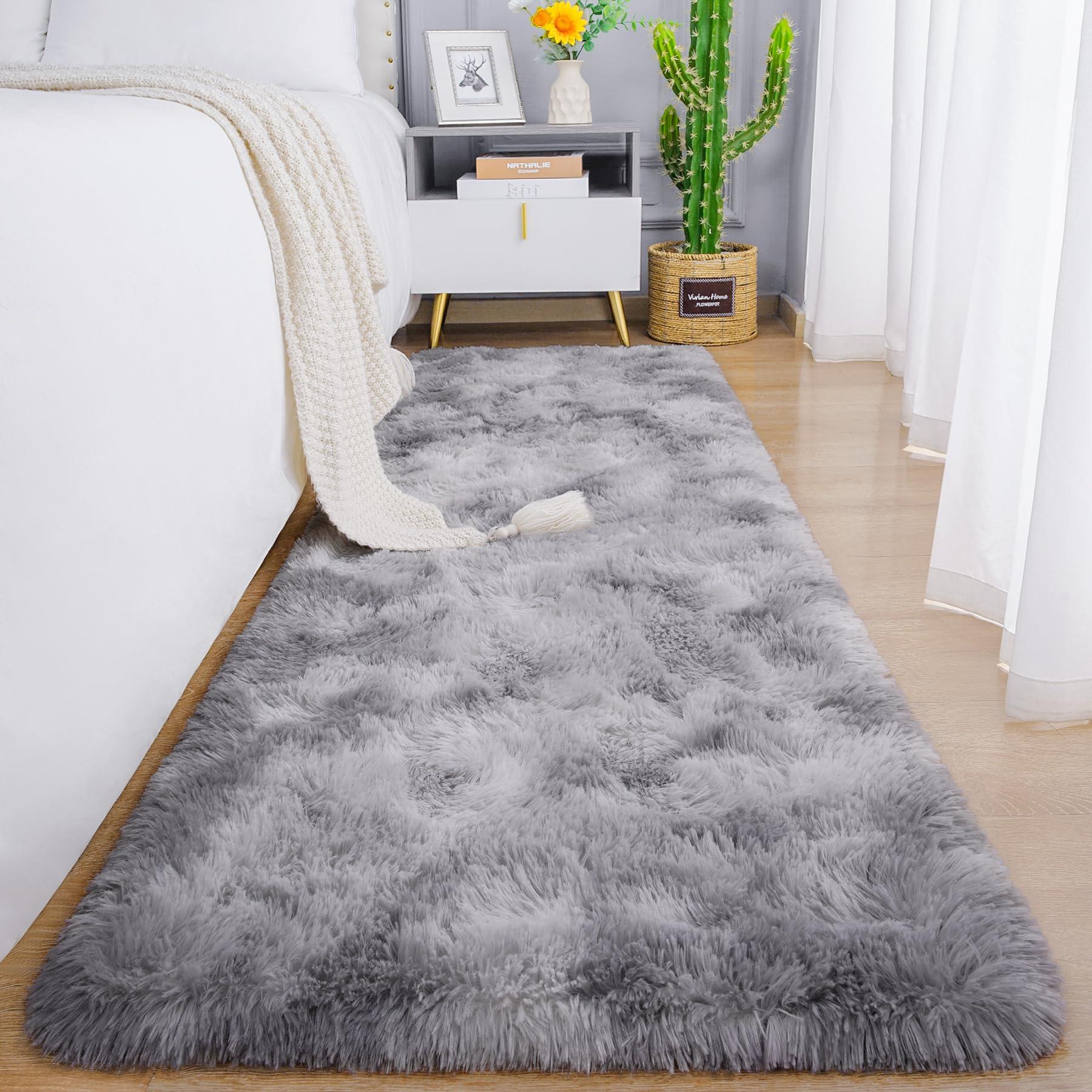 Weicher Läuferteppich, Plüschiger Schlafzimmer- und Wohnzimmerteppich, Bodenmatte für Kinderzimmer und Kinderzimmer zur Heimdekoration 40x60cm 16x24inch gray