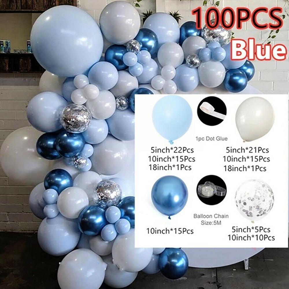 100 Stück Blaues Ballonbogen-Set Geburtstag Hochzeit Babyparty Ballon-Kit Partydeko KTY gray