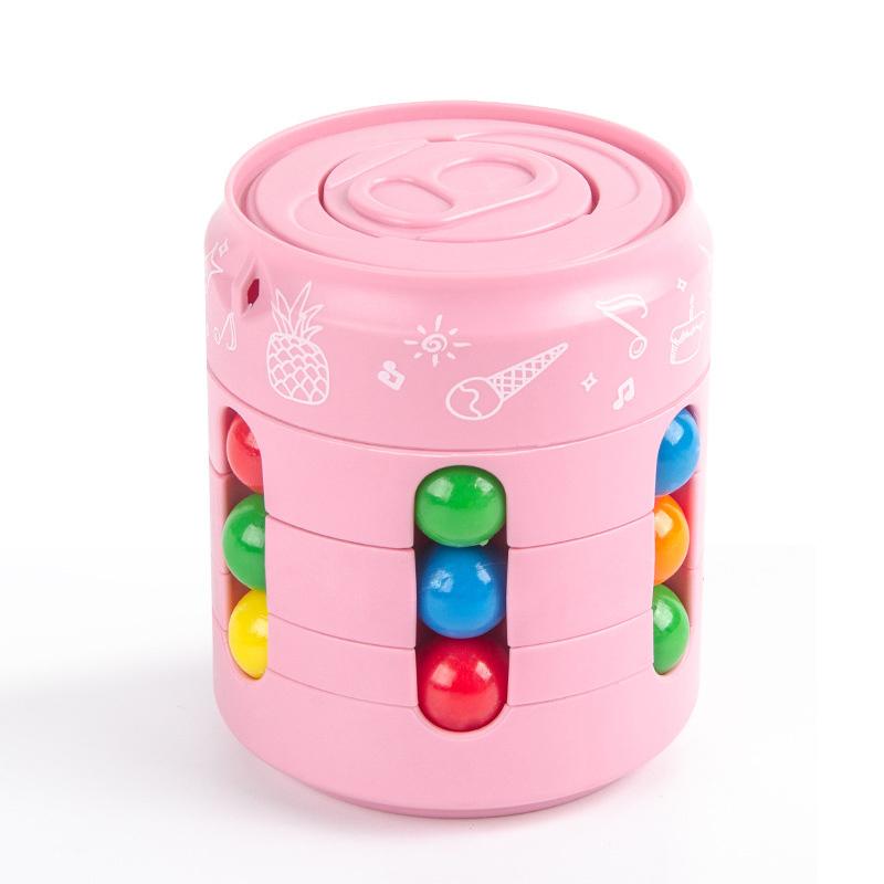 Magic Rotating Bean Puzzle Cube Spiel Kinder Erwachsene Fingertip Fidget Stress Relief Spiel Montessori Bildung Spielzeug für Kinder Geschenk MYY 4.5*4.5*5.2cm OPP bags rosa