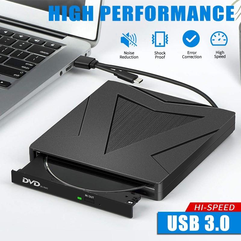 Externes DVD-Laufwerk, USB 3.0-Kabel, tragbares CD-DVD-RW-Laufwerk, Brenner, optischer Player, kompatibel für Laptop, Desktop, IMac schwarz