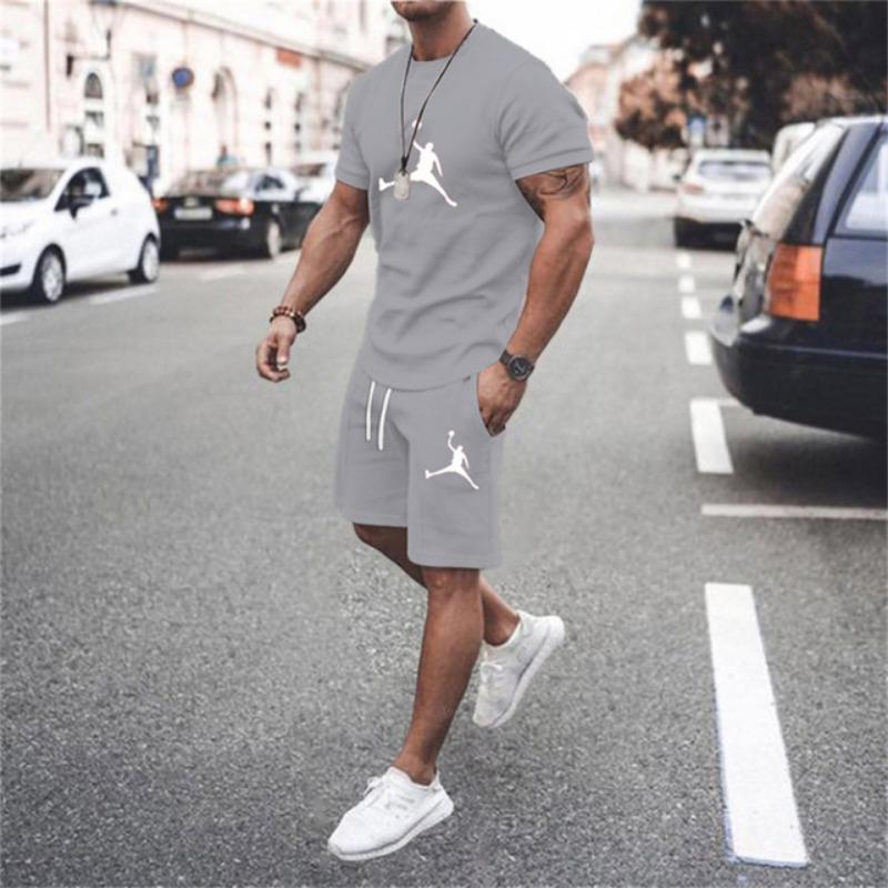 2023 neue Sommer Heißen männer T-shirt + Shorts Set männer Sport Set 3D LOGO Print Freizeit Mode Kurze hülse T-shirt Top Set 2XL