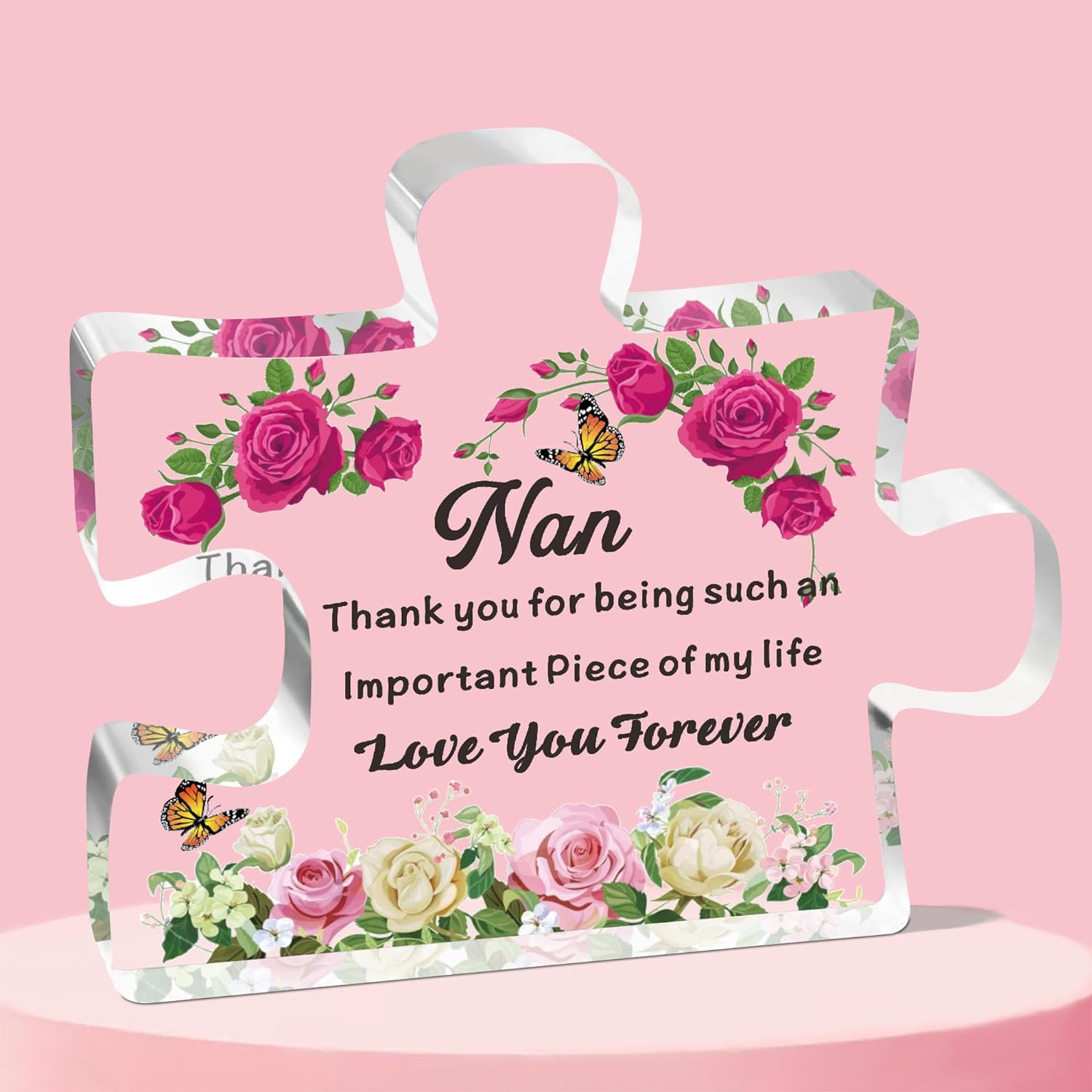 Nan Geschenke von Enkel Enkelin Acrylblock Puzzle Nan Geschenke Geburtstag Weihnachten Thanksgiving für Nan pink