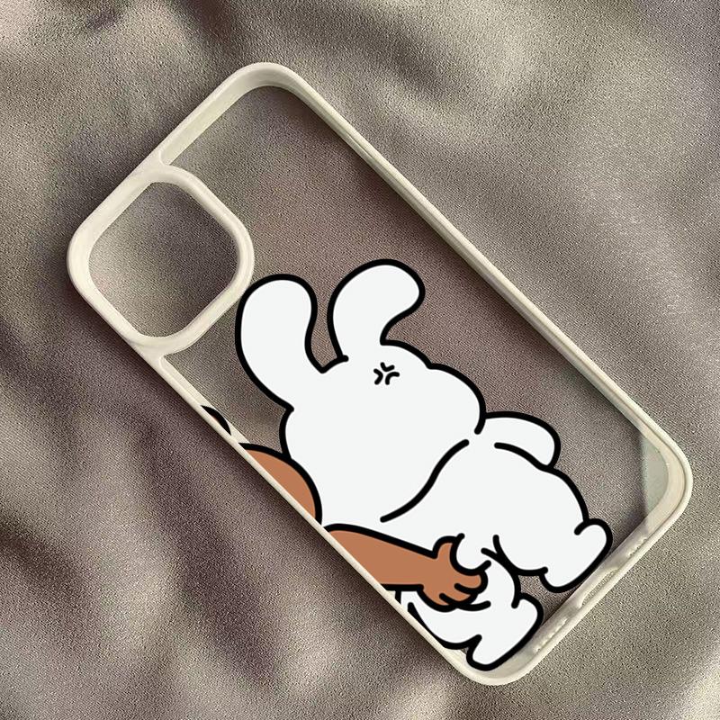 Niedliches Hasen Bären Paar Design Handyhülle Für iPhone 15 Pro Max Hüllen iPhone 16 14 13 12 11 Pro Max 7 8 Plus SE X XS XR Hülle For iPhone 13 Mini gray
