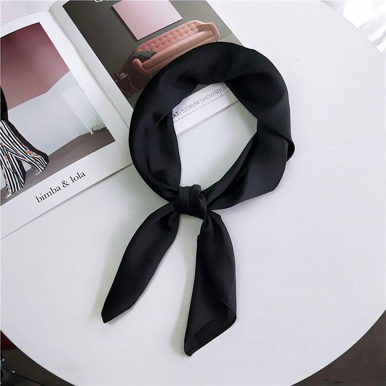 Mode Kopftuch Frauen Hijab Schal Seide Satin Neck Schals Weibliche 70 cm * 70 cm Platz Bandana Kopf Haar Schals schwarz