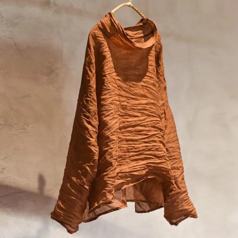 Johnature Damen Rollkragen-T-Shirts, langärmelig, einfarbig, Frühlings-T-Shirts, Frühling, Damen, lässig, lockere T-Shirts One Size kaffeebraun