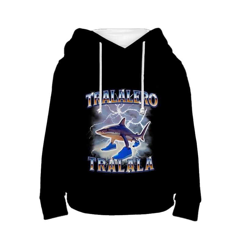 Tung Tung Tung Sahur Hoodie Italienischer Hirnfraß Kinderbekleidung Tralalero Tralala Kinder Sport Sweatshirt für Jungen und Mädchen Pullover 140 grau