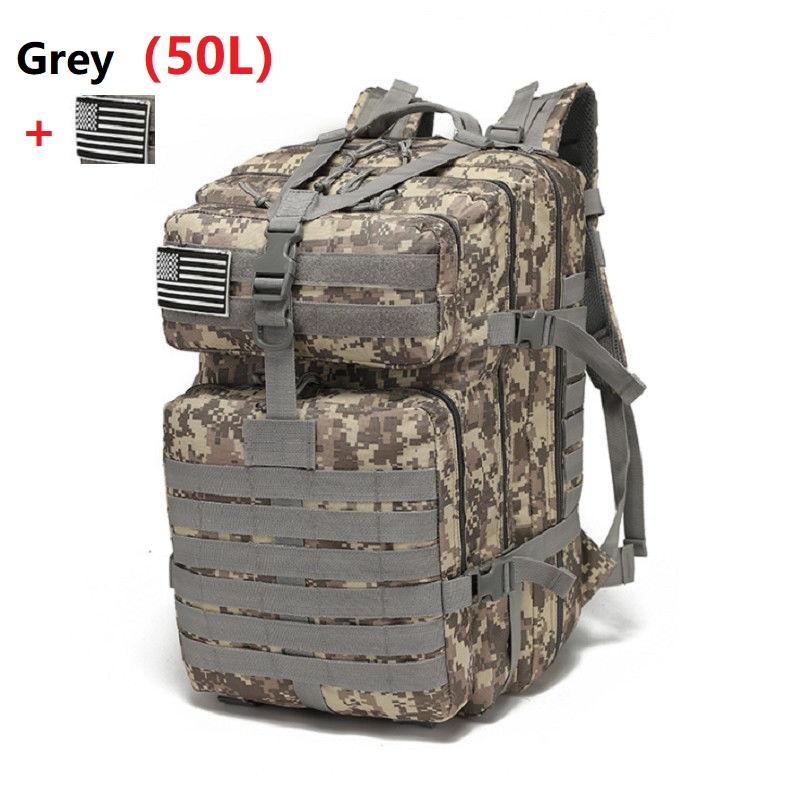25L/50L Wasserdichter Rucksack Outdoor Rucksäcke Taktische Sport Camping Wandern Trekking Angeln Jagd Tasche 50L camouflage/grau