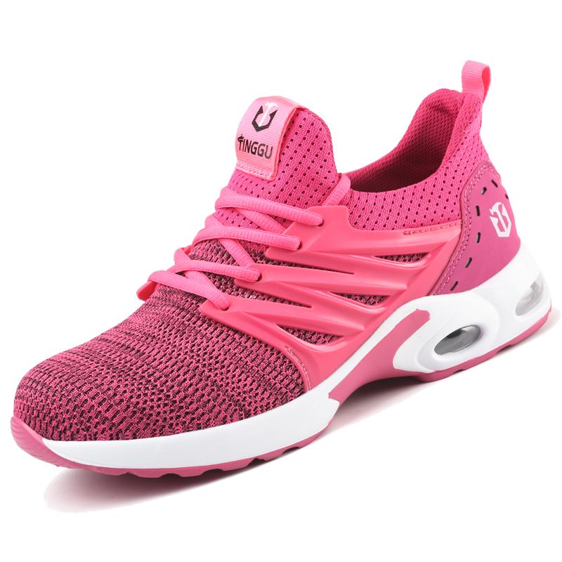 Leichte Sicherheitsschuhe mit Luftpolster für die Arbeit, für Männer und Frauen, atmungsaktive Arbeits-Sneaker, Schuhe mit Stahlkappe, durchtrittsicherer Fußschutz 44 rosa