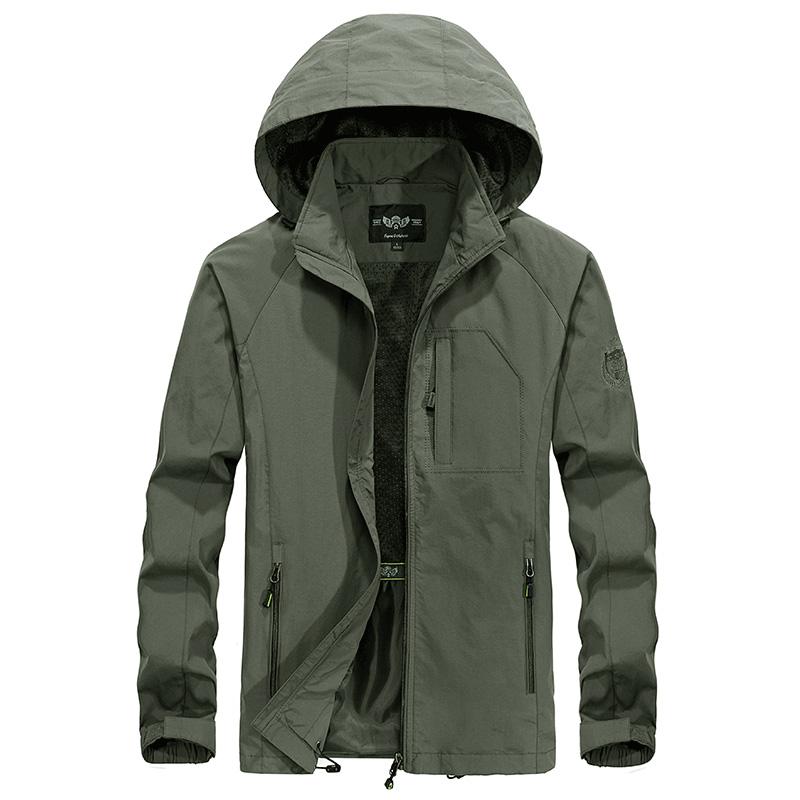 Herren Wasserdichte Militärjacke Frühling Herbst Lässige Windjacke Jacken Herren Atmungsaktive Kapuze Outdoor Dünne Mäntel 6XL Kleidung L armee grüne
