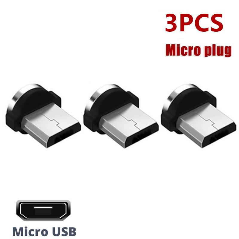 3/5 Stück. 360 Grad drehbare magnetische Spitzen für Mobiltelefon-Ersatzteile, einfach zu bedienen, langlebiger Konverter-Ladekabel-Adapter 3 PCS Micro USB