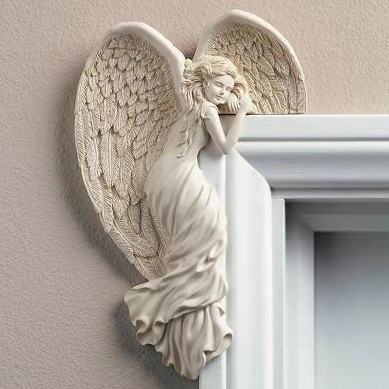 Engelsflügel, Kunstharz, Bastel-Türrahmen-Ornament, Engelsflügel, Göttin-Anhänger, Innen-/Außen-Gartentür-Dekoration, Heim-Geschenke, linke und rechte Flügel Left-(16x11x4.5cm)