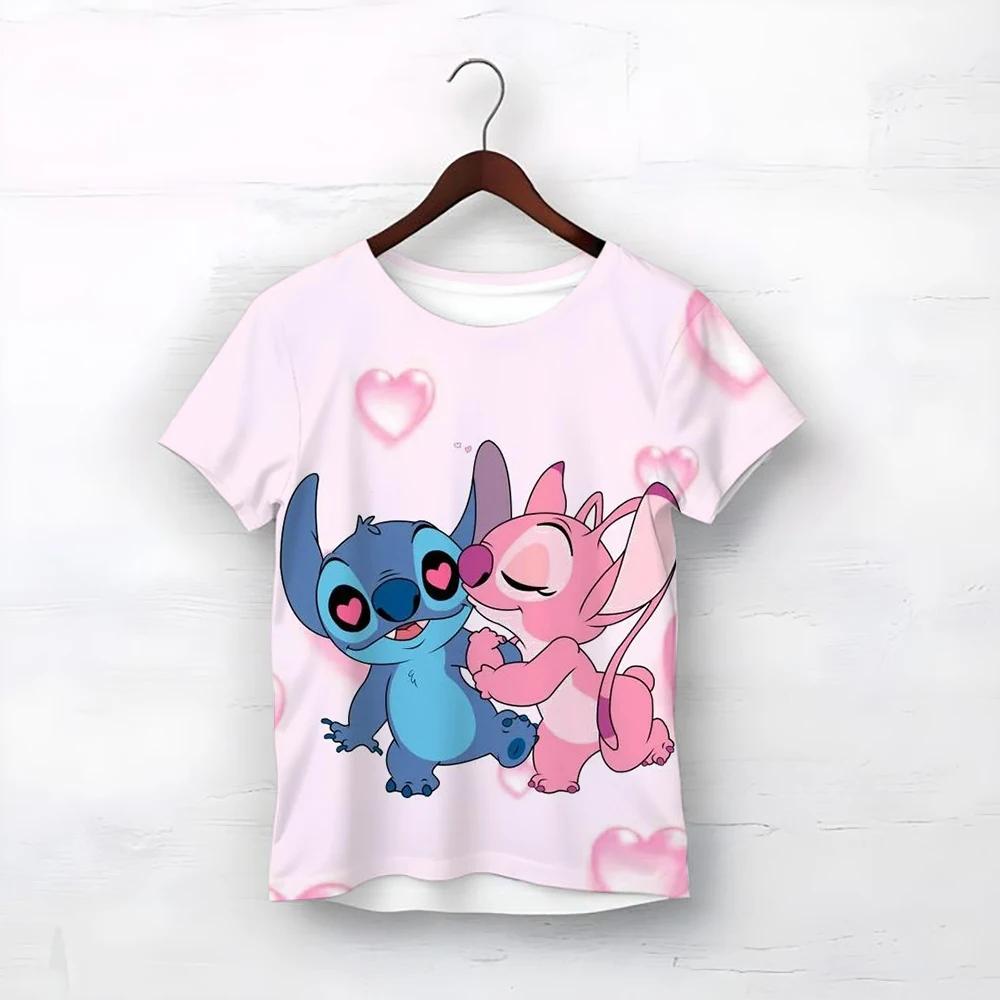 MINISO Disney Cartoon Niedlicher Stitch-Druck Babykleidung 3 bis 14 Jahre Männlich Outdoor-Kleidung Jungenkleidung Mädchen T-Shirt Teen Top Shirts 100 white