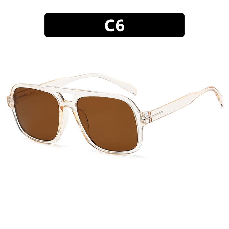Neue Damen-Sonnenbrille für Herren, High-End-Straße, Vintage, Retro, modern, großer Rahmen, Piloten-Sonnenbrille, Hip-Hop-Sonnenbrille, federnd, UV400 beige