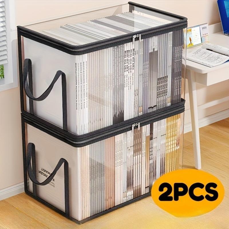 Stabile Aufbewahrungsbox aus transparentem Kunststoff mit 180° Schnappdeckel Stabiler transparenter Behälter für Bücher, Kleidung, Snacks Langlebiges, platzsparendes Design M 2pcs schwarz