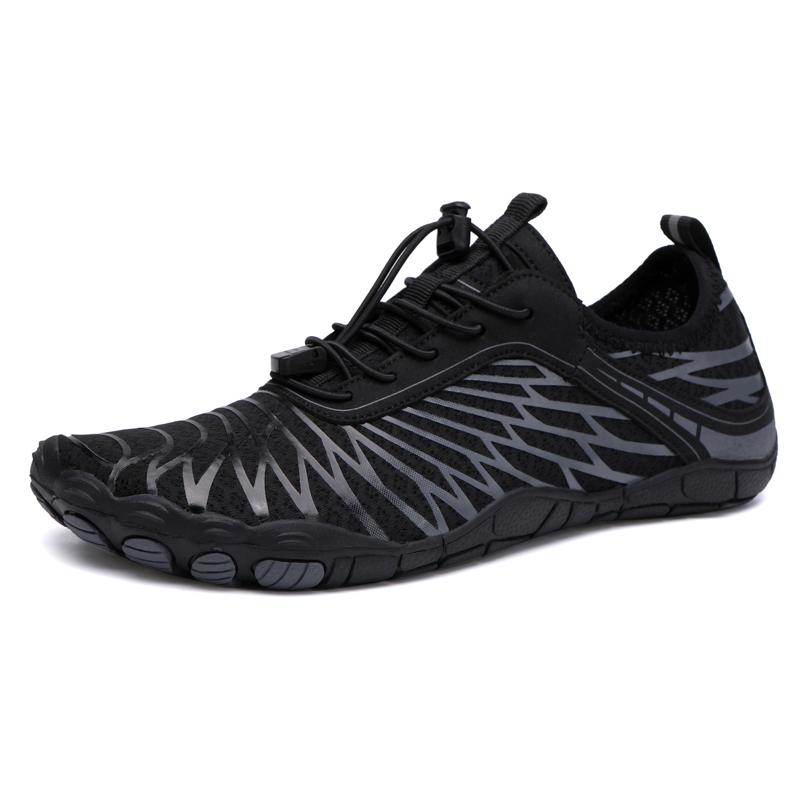 Wanderschuhe Barfußschuhe Damen Herren Pro Wasserschuhe Damen Herren Barfuß Wanderschuhe Reiseschuhe Breite Zehenbox Rutschfeste Atmungsaktive Zero Drop Schuhe 46 schwarz