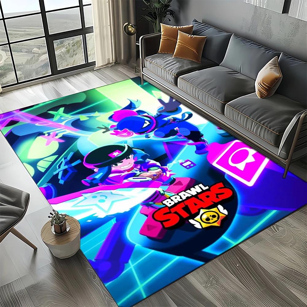 HEISS B-Brawlls Cartoon Spiel 3D Druck Teppich für Wohnzimmer Schlafzimmer Heimdekoration, Kinder Spiel Rutschfest für Sofa Fußmatte 70x100cm( 27x39in )