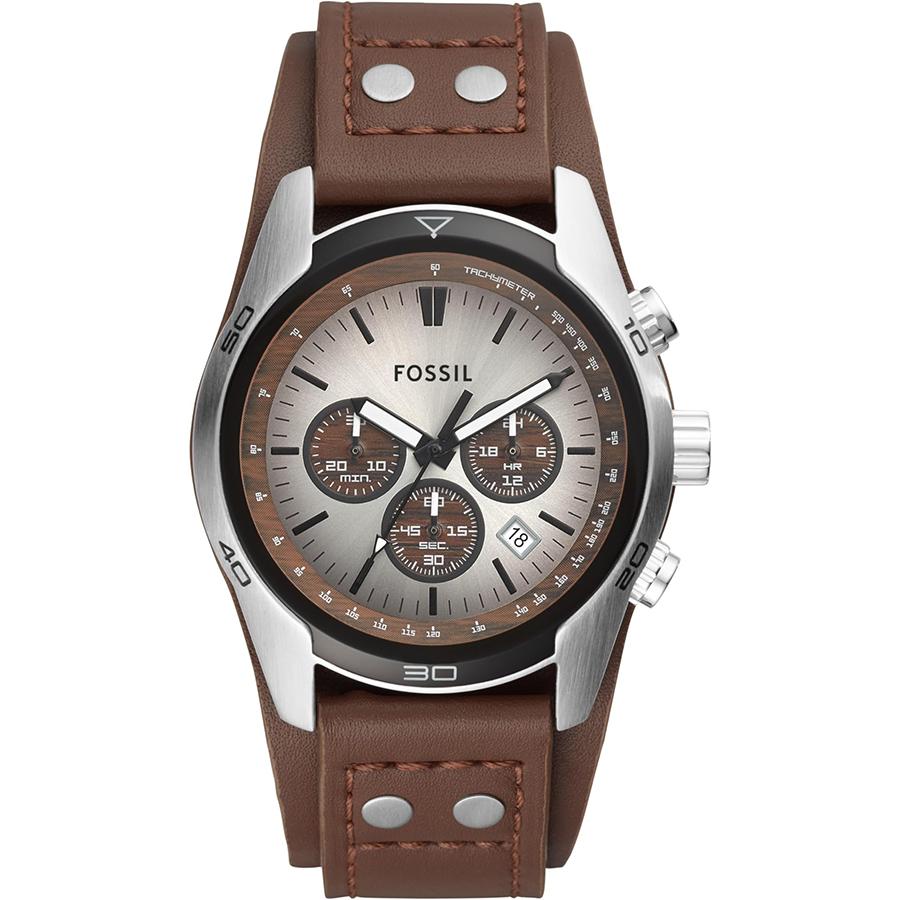 Fossil Herrenuhr im britischen Stil mit Quarzwerk - Drei-Augen-Chronograph, stilvolles Business-Design CH2565 braun