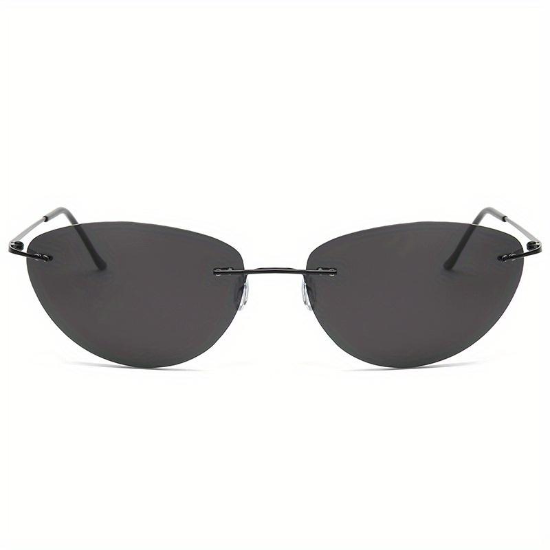 Neu Ultraleichte Randlose Herren Autofahrer Sonnenbrille Rechteck Neo Style Polarisierte Steampunk Y2k Sonnenbrille schwarz