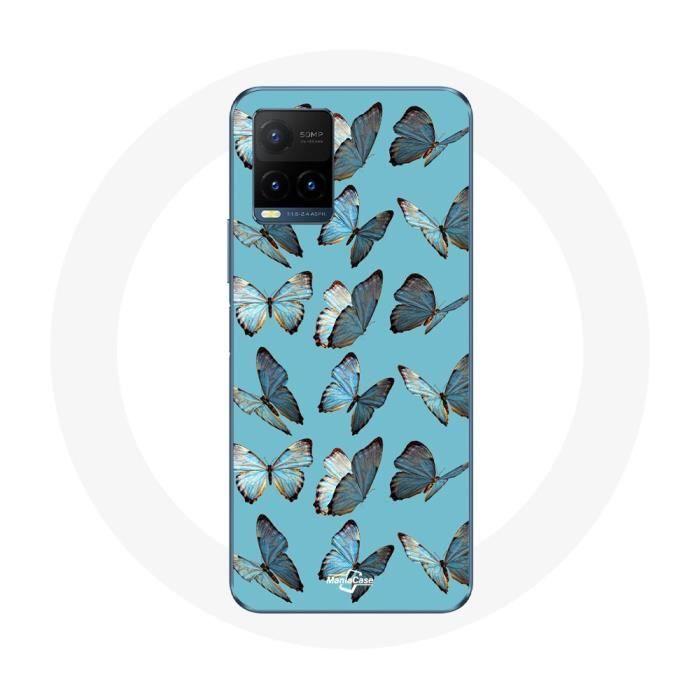 Coque pour Vivo Y21s 2021 / Y21 2021 Papillons Fond Bleu