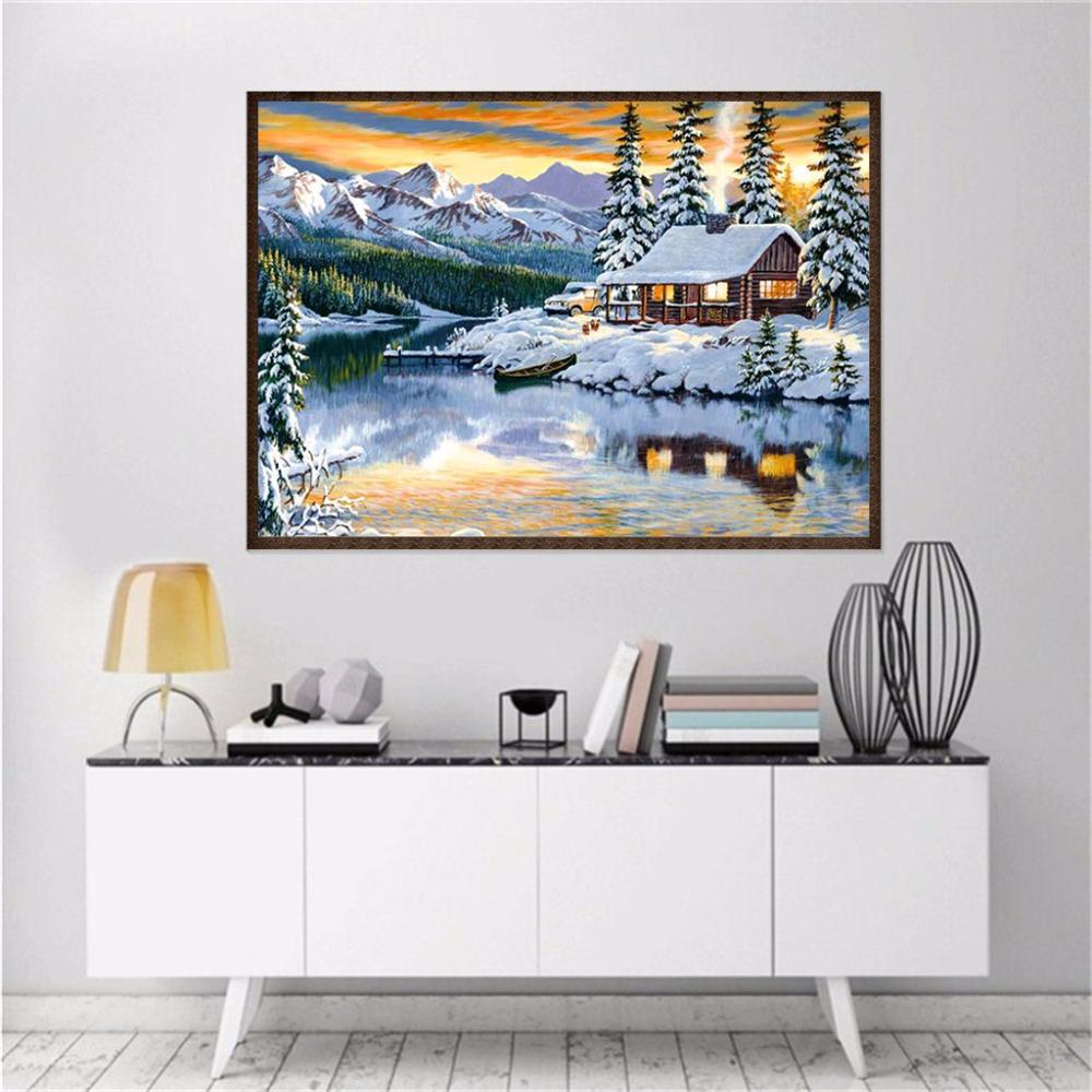 5D DIY Diamant Malerei Kreuzstich Kit Bild Geschenke schöne Schneelandschaft Diamant Stickerei 20X30CM