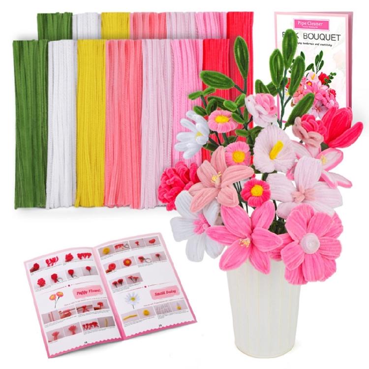 550 Stück Handgemachte Plüschstiele Blumen-Set Pfeifenreiniger Blumen-Set für Kunsthandwerk Hochzeitssträuße Valentinstagsdekoration 1