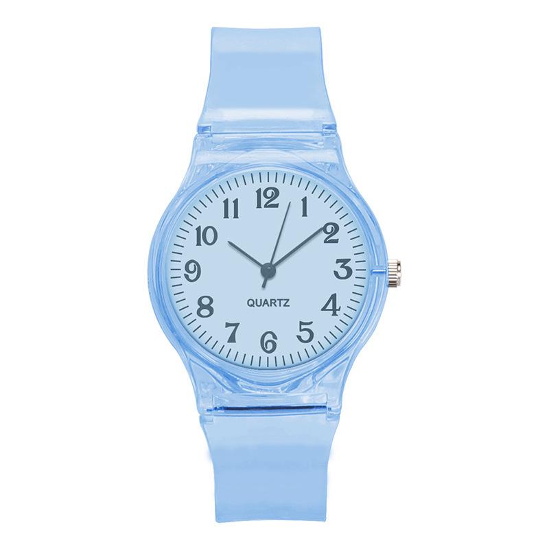 Good Jelly Bunte Silikonuhren Lässige Umweltfreundliche Uhr Mädchen Frauen Transparente Digitale Armbanduhr Quarzuhr Schöne Süßigkeiten see-blaue