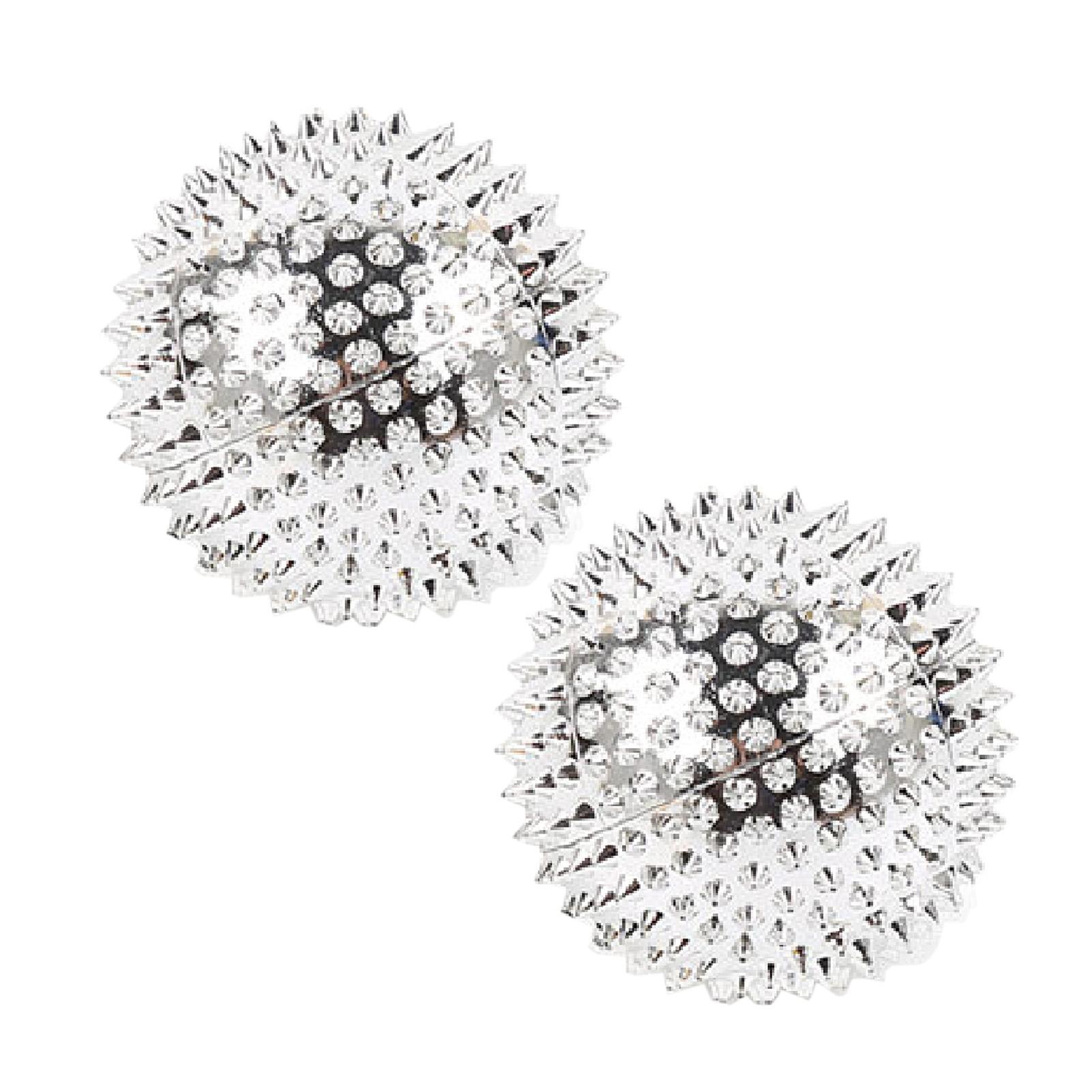 2 stücke Massage Ball mit Nadeln Akupressur Aktive Massager Spiky Harte Massage Werkzeug für Hand Fuß 56mm silber