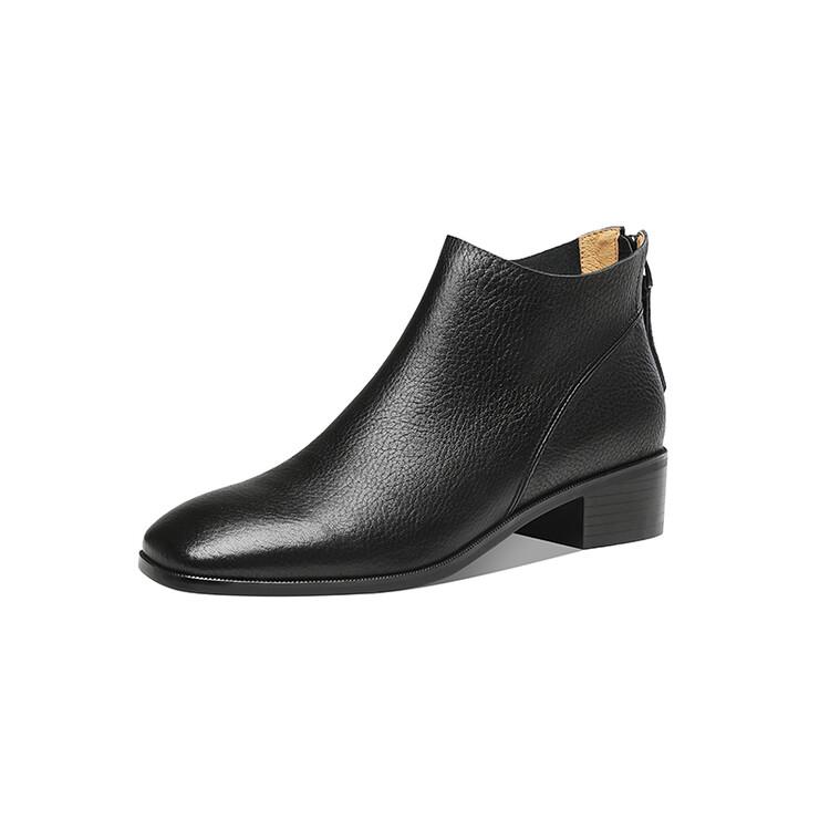 Mode Neue Herbst Echtleder Damenstiefel Lässige Kurze Stiefel für Damen Mode Stiefel Klobige Absätze Damenschuhe Prägnante Stiefelette 40