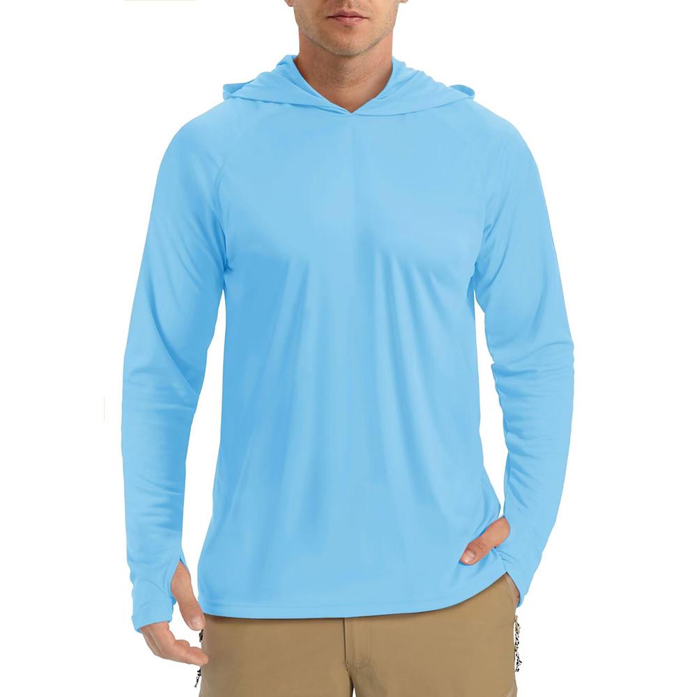 UPF 50+ Langarm-T-Shirts für Herren, Kapuzenpullover, Sonnen-/UV-Schutz, Outdoor-Wander-T-Shirt, Sonnenschutz-Shirts, Tops, Herren-Kapuzenpullover XXL blau